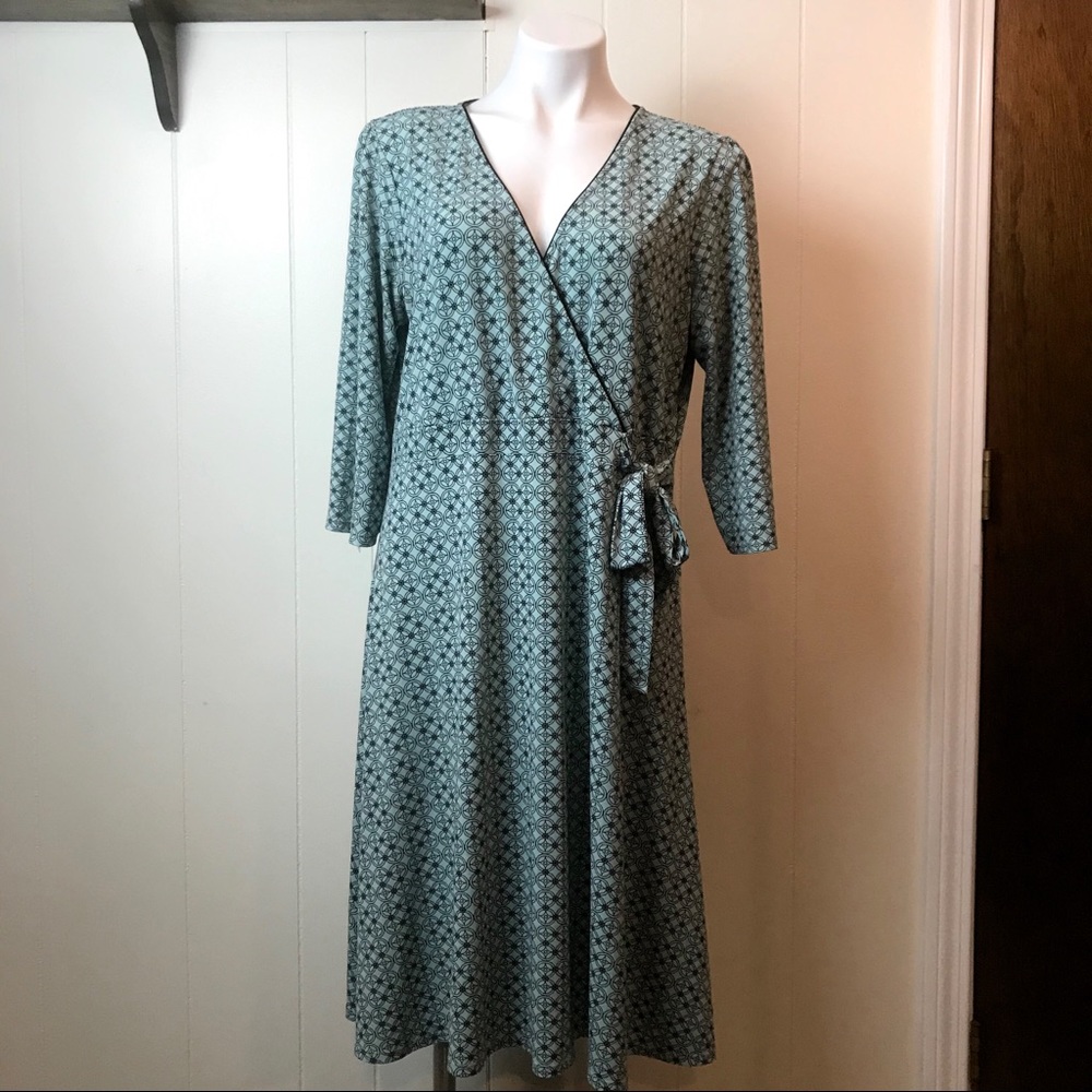 APT. 9 STRETCH PATTERNED DRESS 3/4 SLEEVE SIDE TIE